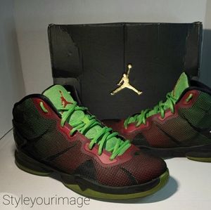 Jordan Super Fly 4 /Gym Red and Green PLS-INFRRD Sneakers (Mens Size:9)